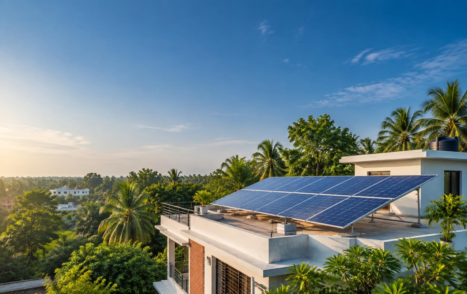 Rooftop solar panels installed on a Bangladesh building